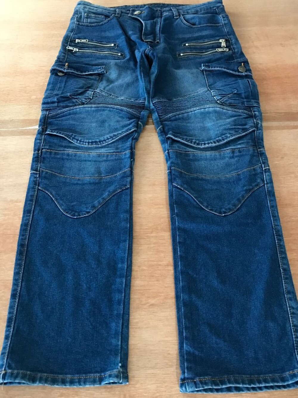 Volero Moto Motorcycle Jeans Men 32x29 Blue Mid Rise Zip Accent Cargo Pocket